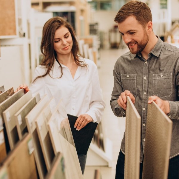 Shopping for floors in a showroom